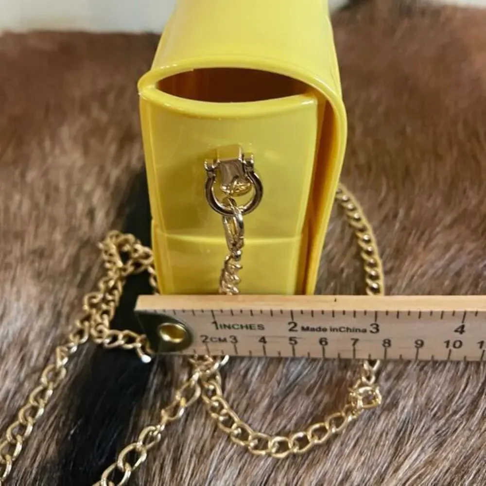 Golden Mini Jelly Crossbody‎ Bag with Gold Chain